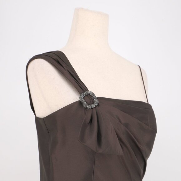 NWT ELIZA J Vintage One Shoulder Strap Midi Dress with Patticoat in Brown Size 8 - Picture 3 of 9